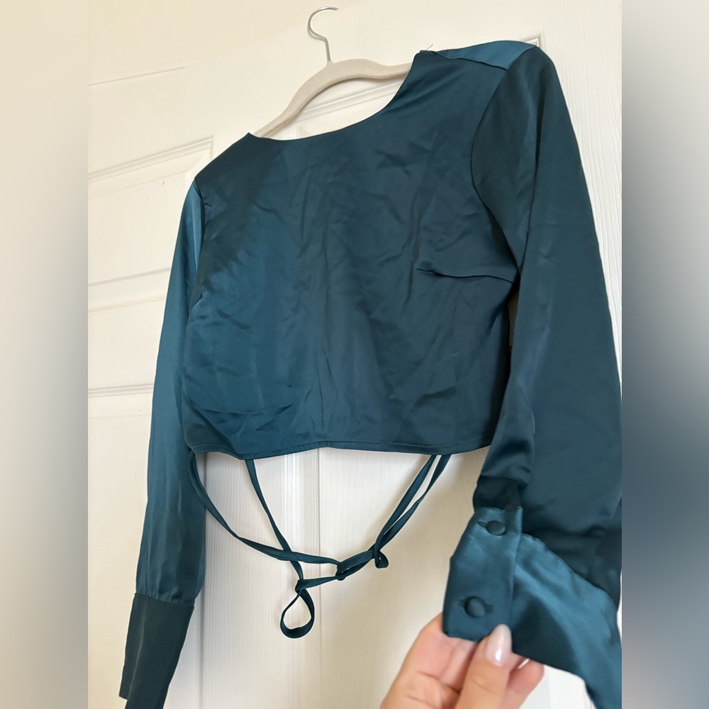 Long Sleeve Crop Top with Tie Back